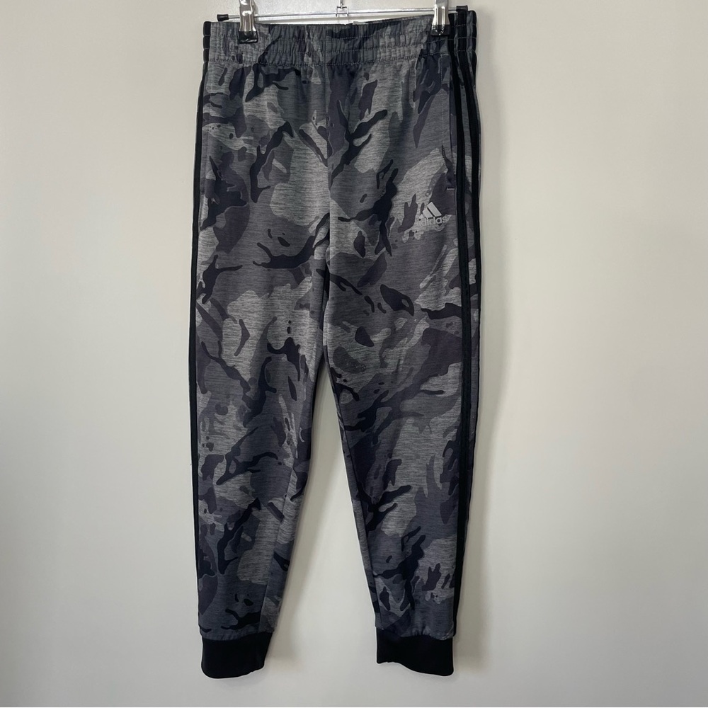 Adidas Black Gray Camo Joggers Athletic Fleece Lined Boys M Streetwear School